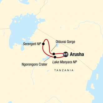 tourhub | G Adventures | Tanzania Safari Experience | Tour Map