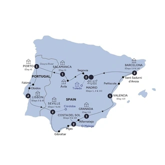 tourhub | Insight Vacations | Best of Spain & Portugal - End Madrid, Classic Group, Winter | Tour Map