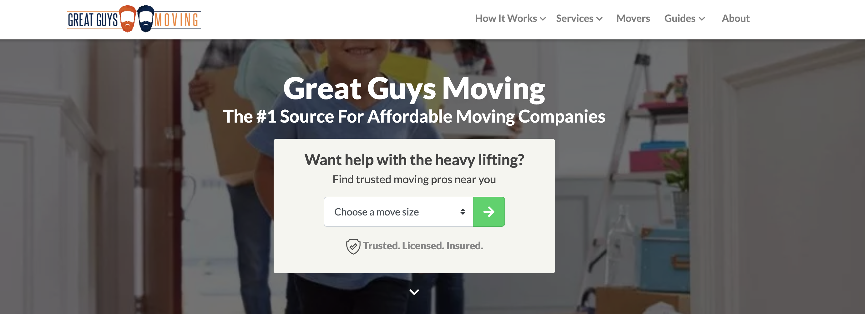 great guys moving landing page