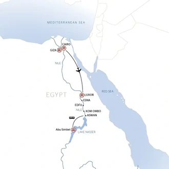 tourhub | CroisiEurope Cruises | Cairo & cruise on the Nile: The Land of the Pharaohs (port-to-port) | Tour Map