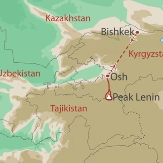 tourhub | World Expeditions | Peak Lenin Expedition with Soren Kruse Ledet | Tour Map