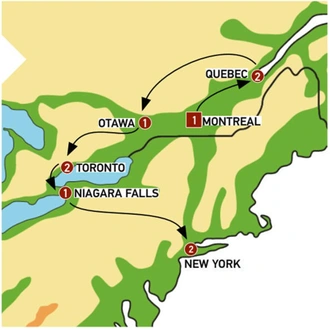 tourhub | Europamundo | Canada, Niagara and New York | Tour Map