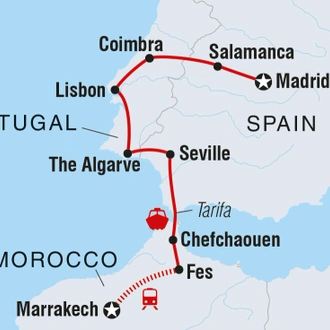 tourhub | Intrepid Travel | Madrid to Marrakech | Tour Map