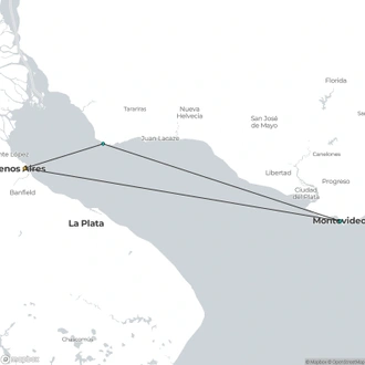 tourhub | Signature DMC | 2-Days and 1 Night visiting Colonia and Montevideo | Tour Map