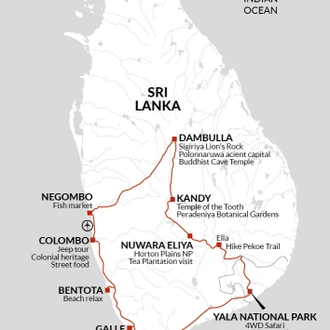 tourhub | Explore! | Upgraded - Discover Sri Lanka | Tour Map