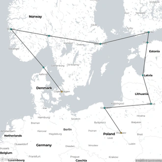 tourhub | Expat Explore Travel | Best Of Scandinavia & The Baltics Christmas & New Year | Tour Map