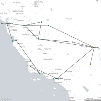 tourhub | Omega Tours | Western Frontiers - California Highlights from Las Vegas | Tour Map