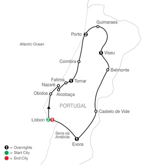 tourhub | Globus | Portuguese Escape | Tour Map