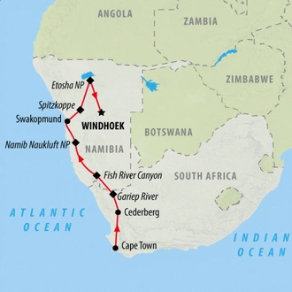 tourhub | On The Go Tours | Cape & Namibia Discovery - 11 days | Tour Map