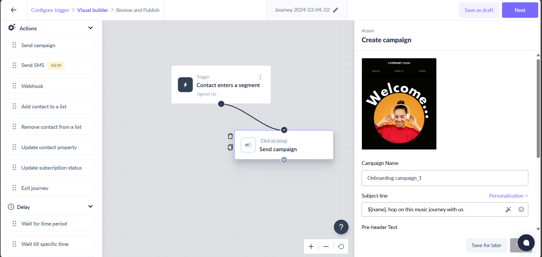 Create an onboarding flow using journeys