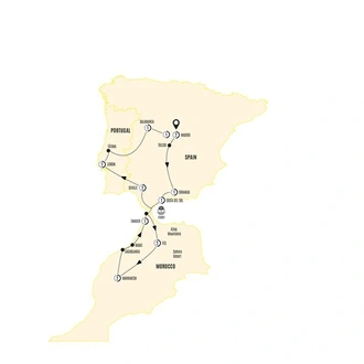 tourhub | Costsaver | Highlights of Spain, Morocco and Portugal - 2023 2024 | Tour Map