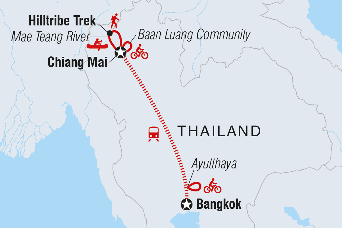 tourhub | Intrepid Travel | Thailand: Hike, Bike & Kayak  | Tour Map