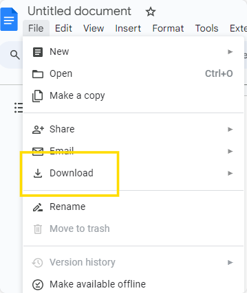 Google Doc Download button