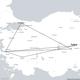 tourhub | Curio Travel | 10-Day: 7 Churches of Asia Minor, Istanbul, Cappadocia Small Group Tour | Tour Map