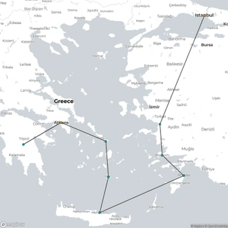 tourhub | Europamundo | Greco - Turkish Contrasts | Tour Map