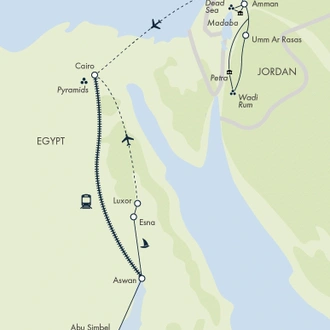 tourhub | Exodus | Jordan to Egypt: Nabateans & Pharaohs | Tour Map