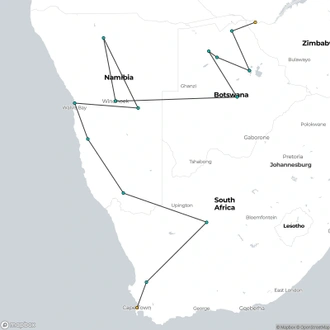 tourhub | World Expeditions | Cape to Victoria Falls Explorer | Tour Map