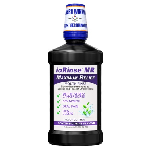 ioRinse™MR, provides substantial relief from oral mucositis, mouth sores, dry mouth, oral pain, and ulcers.