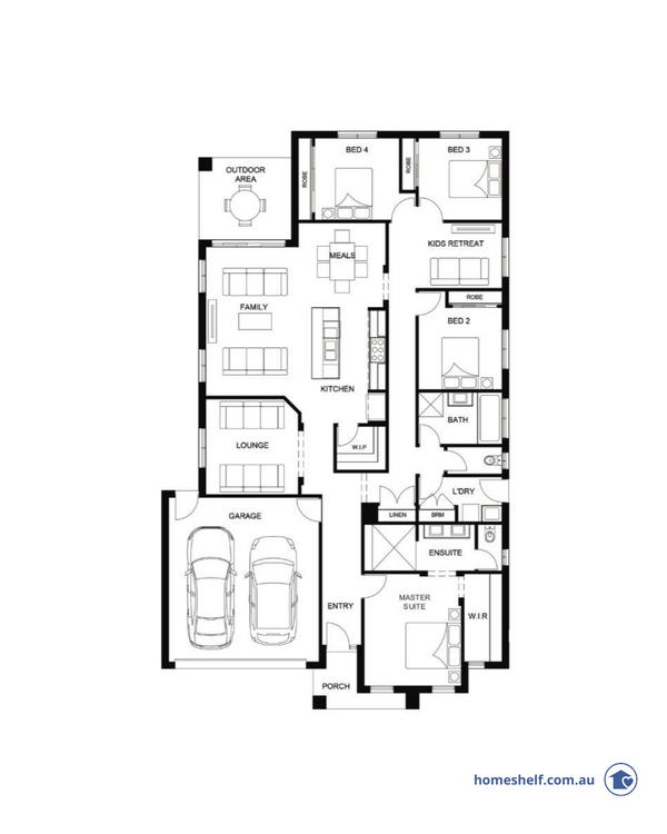 Single storey 4 bed house plan