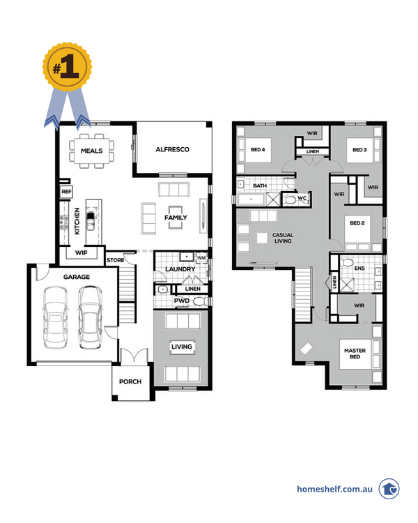 Double storey 4 bed 3 living floor plan, Camille by Omnia Homes