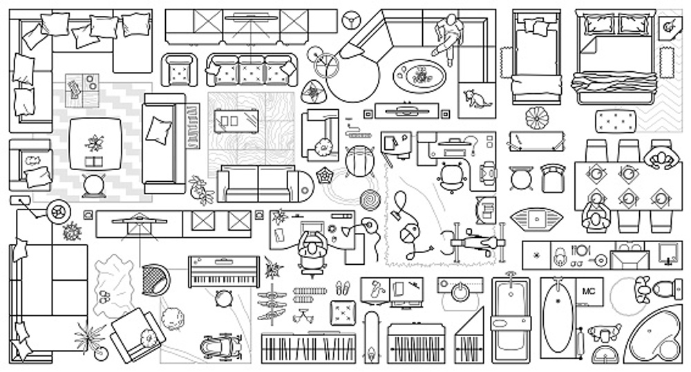 drawing furniture to scale on a floorplan 