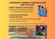 COMMUNITY PARENT & TODDLER CLASS 18M - 4YRS OLD