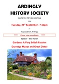 The September History Society event speaker will be Mike Turner – “Gardens: A Very British Passion. Gravetye Manor and Great Dixter” 