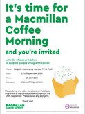 Macmillan Coffee Morning 27th Sep 2024 