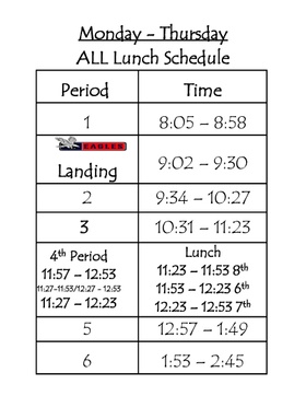 Mon-Thu Bell Schedule