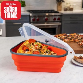 Reusable Pizza Storage Container with 5 Microwavable Serving Trays - BPA-Free Adjustable Pizza Slice Container to Organize & Save Space