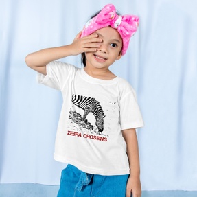 Kids Unisex Polyester Wildlife T-shirt With Zebra Print