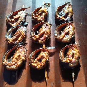 1Kg of dried catfish on skewer - mixed small to medium sizes - 8 -10  pieces