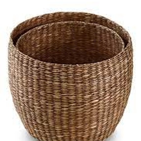 TCM Seagrass Storage Baskets, Brown, 2 Stackable Sizes