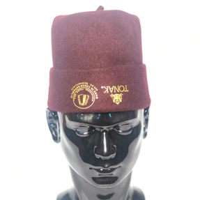 Maroon Long Tonak Chieftaincy Cap for Igbo Men &amp;amp; Chiefs. Traditional Ozo Nze African Wedding Hat