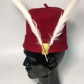 Igbo Men Traditional Red Long Tonak Cap with Eagle Feathers