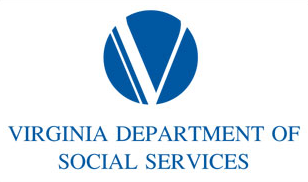 Virginia Department of Social Services Logo (V in blue circle)