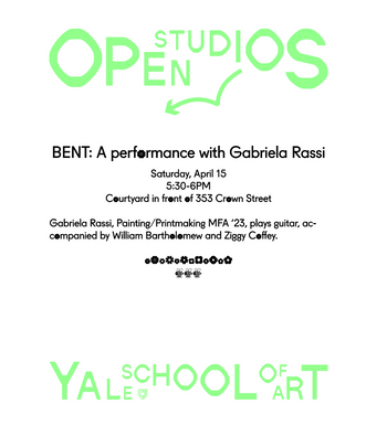 Poster for "Bent: A performance with Gabriela Rassi" (full text in description that follows)