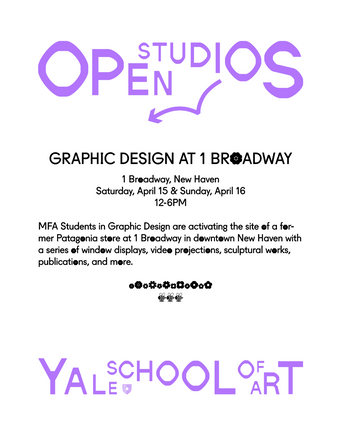 Poster for "Graphic Design at 1 Broadway" satellite event (full text in event description that follows)