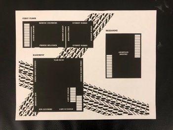Photograph of exhibition pamphlet for Painting/Printmaking MFA Thesis Show in Spring 2019, "Again, Always"