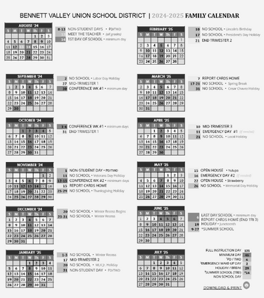image of BVUSD calendar