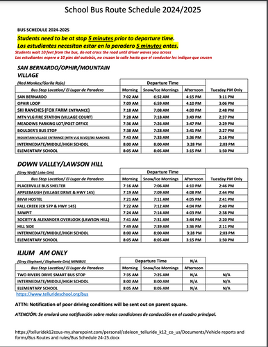 Bus schedule