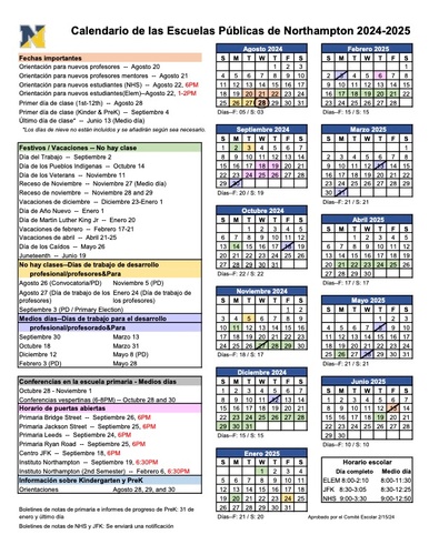 Spanish NPS Calendar