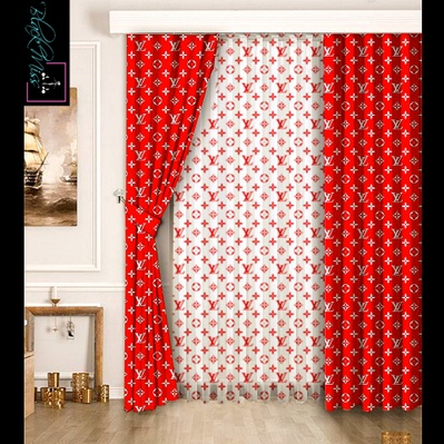 Louis Vuitton black red Shower Curtain Sets - LIMITED EDITION