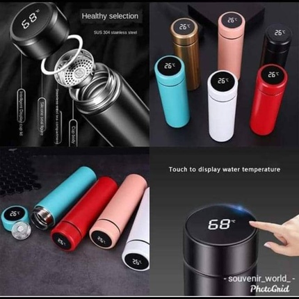 Black Temperature Display Indicator Steel Water Bottle, Capacity