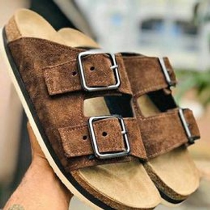 veekyf_footies - Brown Suede Palm Slippers For Both Males