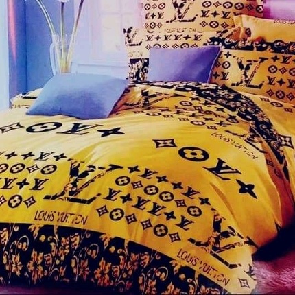 Buy Yellow and Brown Louis Vuitton Bedding Sets Bed Sets, Bedroom