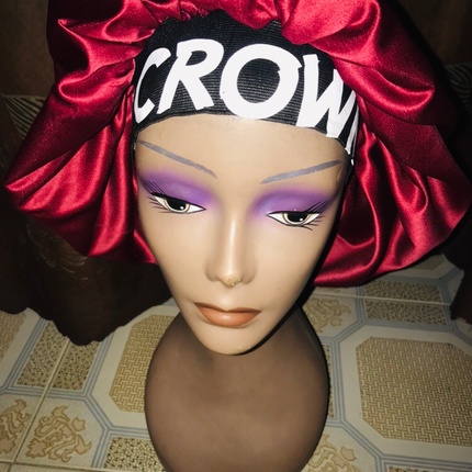Kweenie's customized mixed colors hair bonnet(black & pink