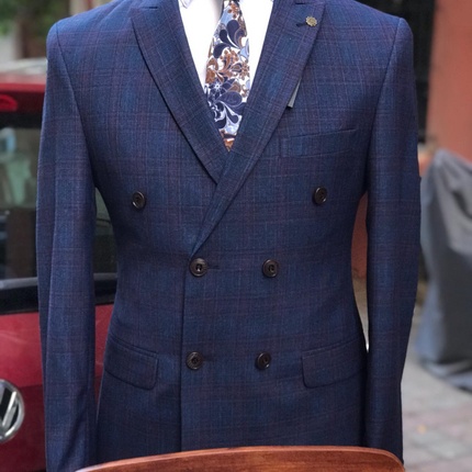 Double breasted suit on sale check