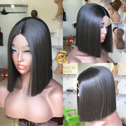Blunt cut human hair blend wig - El-clasico Wigs Empire