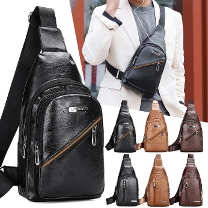 Generic Brand Messenger Bag Leather Men Chest Bag Vintage Crossbody Shoulder  Bag Men's Business Sling Bags Male Casual Chest Pack - Kharlix Shop